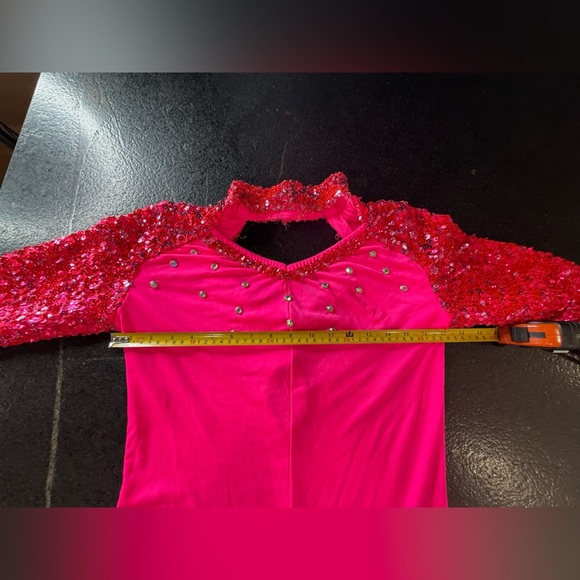 Weissman Sequin Shortall Dance Costume – Child Large (14–16), Hot Pink/Fuchsia - Picture 9 of 11
